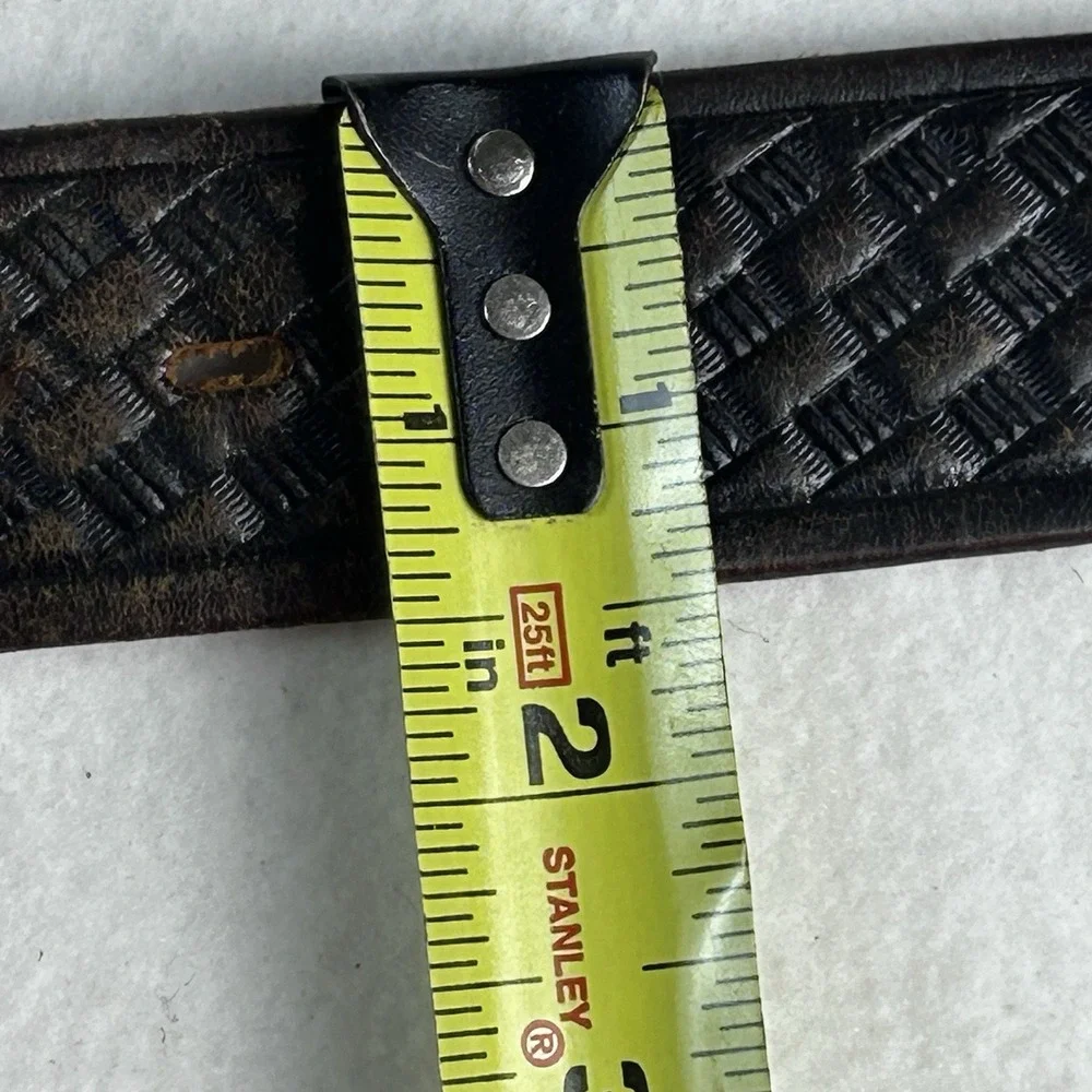 Vintage Black Genuine Top Grain Leather Belt Men's Size 42/105 Tooled Weave